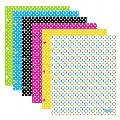 2 Pockets Paper Folder, Polka Dot Portfolio, Letter Size Folders Holder For Office Business Document Papers Organizer, Assorted Color, 6-Pack,Polka Dot - 6 Assorted Colors
