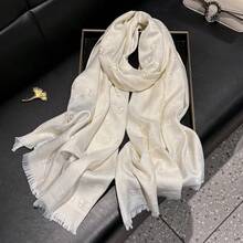 Pashmina Shawl Wraps For Women Evening Dresses Sparkly Elegant Scarf Shawls Blanket Shoulder Cover Poncho Wrap,02White - 02Trắng - Xem 4