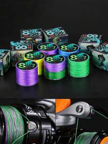 SOUGAYILANG Línea de pesca trenzada de alta densidad de 8 hebras, resistente a la abrasión, corta el agua rápidamente, diseñada para peces grandes - Amarillo - Ver 7