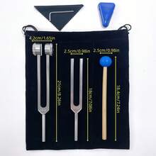 1 Set, Silver 128Hz + 384Hz, 128Hz + 432Hz Tuning Forks, Aluminum Alloy Tuning Fork Set (Includes Velvet Pouch + Mallet + Accessories) - Silver - View 8