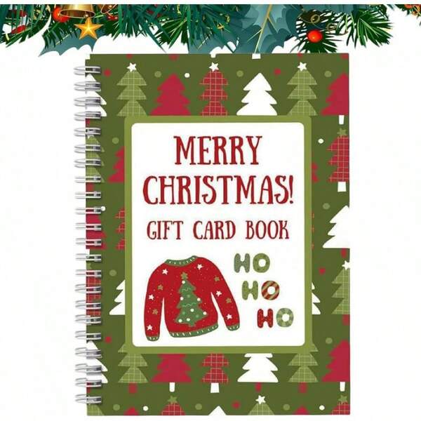 Christmas Gift Card Book, Personalized 5x7 Inch Card Booklet For Merry Christmas, Spiral Binder For Organizing Greeting Cards From Family And Friends, Ideal...
