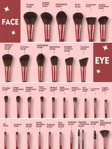 50件套化妆工具套装，包含1个多功能拉链防水化妆包+32支化妆刷套装+3个三角粉扑+3个迷你气垫粉扑+3个气垫粉扑+2个洁面海绵+1个面部冰敷器+1个硅胶软毛面部工具+1个发带+2个手碗带+1个化妆刷清洁工具。 - 酒紅色 - 查看 3