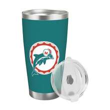 Dolphins Football Team Gift For Men Dad Grandpa Husband Funny 20Oz Stainless Steel Tumbler Cup Man, Car Lovers Travel With Christmas Gifts Made In USA   Sports Coffee Mug,Stainless Steel,Insulated,Classic Collection Fans - 白色 - 查看 2