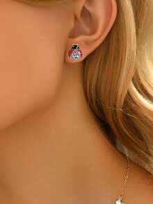S925 Sterling Silver Ladybug Earrings/Suitable For Women's Daily Commuting/Gift For Family And Friends' Birthdays And Anniversaries - Multicolor - View 6