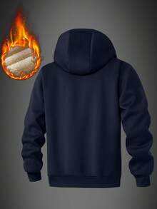 Sudadera con cremallera y cordón ajustable con forro térmico para hombre, ropa deportiva - azul real - Ver 2