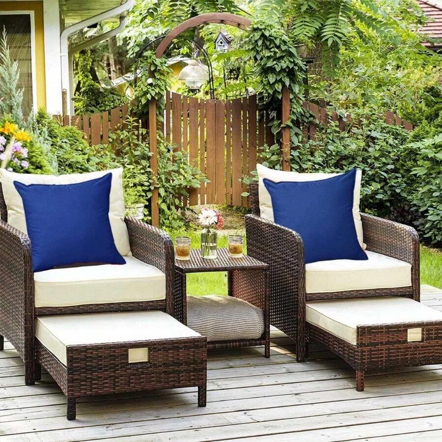Outdoor Waterproof Throw Pillow Covers Blue 18 X 18 Inches Vibrant Decorative Outdoor Pillows Cushion Case Pillow Shell For Patio Couch Tent Sunbrella Pack Of 4 18x18 Inches Navy Blue - 4PcsNavyBlue - View 1
