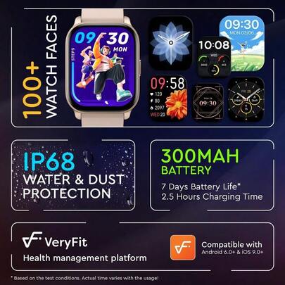 Spark VeryFit 2.01&Quot; Bluetooth Answer Call Alexa Smart Watch Body Energy Heart Rate HRV Oxygen Saturation Sleep Mo...