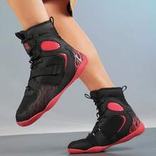 男士摔跤鞋、高帮搏击拳击鞋、训练鞋、跆拳道靴、健身武术鞋、高品质男士专业运动鞋、舒适防滑耐用透气踝部支撑纹理鞋底