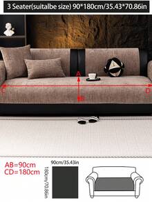 1pc All-Season Sofa Cushion Cover, Modern Minimalist Anti-Slip Sofa Seat Pad, Dust-Proof & Washable Sofa Slipcover, Soft & Fade-Resistant, Pet-Friendly, Fits L-Shaped Sofa And 1/2/3/4 Seater Sofa, Suitable For Bedroom, Office, Living Room - Coffee Brown - View 14