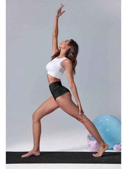 BZB - Pantalones cortos de yoga de cintura alta para mujer, gimnasio, entrenamiento, botines, danza, pantalones deportivos para levantamiento de glúteos, leggings deportivos