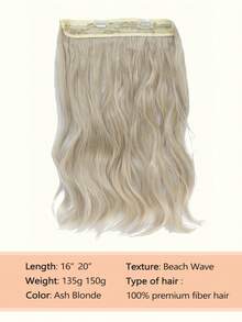 Invisible Wire Hair Extensions Ash Blonde Hair Extension Natural Wavy Hair Pieces for Women Synthetic Hair Extensions Clip in Hairpiece - Light Grey - View 3