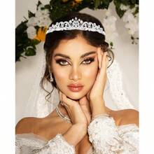 GSYY Silver Tiara And Crown For Wen Girls Crystal  Tiaras For Bride Princess Bridal Tiara Quinceanera Crown For Birthday M Halloween Colay Hair Accessories - 銀色 - 查看 3