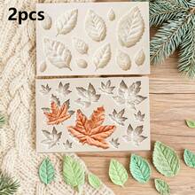 1 cái/2 cái/5 cái Khuôn silicon hình lá dùng để trang trí bánh, sô cô la, kẹo mềm, nướng bánh, hoa hồng, đất sét, đồ thủ công bằng nhựa - Màu be - Xem 16