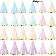 Macaroon Birthday Paper Hat With Foil Trim Party Decoration, Paper Cone Birthday Hat