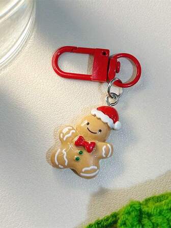 1pc Christmas Keychain Cute Reindeer & Santa Claus Pendant Keyring