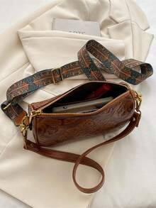 Women's Western-Style Handbag: Vintage Floral Embroidered Leather Shoulder Bag-Bohemian Crossbody Bag With Zipper Closure. Multi-Compartment Square Tote Perfect For Everyday Use. Recommended As A Gift For Women, Ideal For Country Music Festivals, Rodeo Shows, Fall Fashion, Or Date Nights. Spacious Enough To Hold Your Phone, Wallet, And Keys. Retro-Chic Bohemian Accessory With Fringe Detailing. - 彩色 - 查看 6
