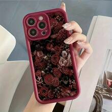 Funda de silicona suave con diseño de rosa roja, adecuada para 15 Pro, compatible con 11/11 Pro/11 Pro/12/12 Pro/12 Pro/13/13 Pro/13 Pro/14/14 Pro/14 Pro/15/15 Pro/15 Pro/16/16 Pro/16 Pro, funda protectora. Funda de Silicona Suave: Ajuste Ceñido, Protección Total. - 1 pieza - Ver 2