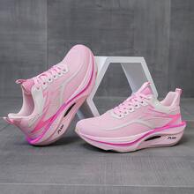 Women's Carbon Plate Running Shoes, Breathable Knitted Sports Shoes, Non Slip, Wear-Resistant, Elastic, Suitable For Various Outdoor Sports Such As Running, Fitness, Tennis, Etc - 粉色 - 查看 9