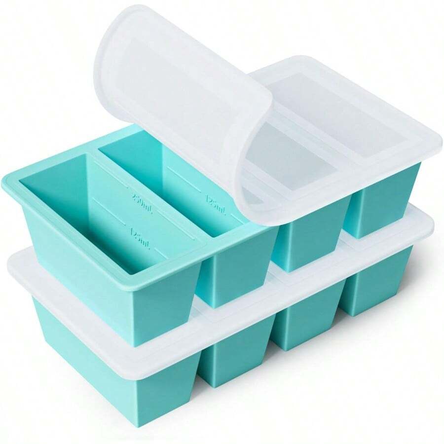 TYUI Silicone Freezer Tray For Sauce Cube: GGOW Silicone Freezing Tray For Broth Soup Storage - Freeze 250mL 125mL Souped Portion - Aqua - 查看 1