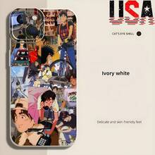 Visuales de anime elegantes y sencillos para iPhone 16/15/14/13/12/11 ProMax/Plus con funda protectora de cobertura total, anti-caída y anti-deslizamiento, funda suave de TPU, funda de silicona de color dopamina, múltiples colores disponibles, festival de cultura pop, tecnología negra - Negro - Ver 5