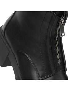 Bota Mujer Botín Suela Track Napa Negro Moda Casual Botas Altas Mujer Calzado Mujer Zapatos Mujer Botas Invierno Calzado De Moda Botas Otoño Invierno Botas Confort Botas Estilo Urbano Botas Elegantes Botas Duraderas Botas Resistentes Botas Modernas Botas - Negro - Ver 4
