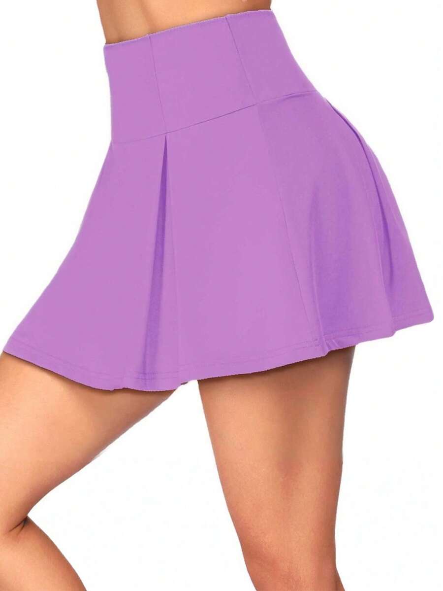 Falda Deportiva para Mujer Moda, Ropa Deportiva de Secado Rápido para Dama, Falda Forrada con Tenis Danza Yoga Entrenamiento - Lila Púrpura - Ver 1