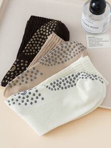 6 Pairs Non Slip Pilates Socks For Women Grippy Slouch Scrunch Knee High Socks For Yoga Barre Workout - 6 cặp chữ A nhiều màu - Xem 3