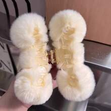 1pcWomen's Fluffy Fur Hair Claw Clip Large Winter Lazy Bun Hair Accessory Cute Faux Fur Ball Hair Grabber - Multicolor - View 7