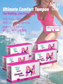 Niceday 32pcs/2 Boxes Premium Waterproof Sanitary Tampons, Regular Absorbency, Short Tampons, Suitable For Swimming And Surfing