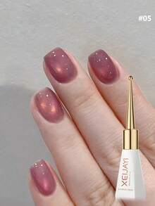 XEIJAYI 1瓶10毫升玫瑰女王猫眼凝胶指甲油，UV凝胶指甲油，闪粉磁性美甲油，需配合UV/LED灯使用，适合女性在家美甲沙龙DIY - 不含磁性棒 - 粉色 - 查看 3