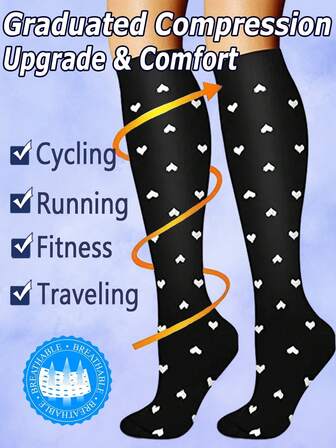Copper Wellow Compression Socks Women Men Non-Slip Knee High Cute Socks For Sports Cycling Running Sport Gym, Cozy