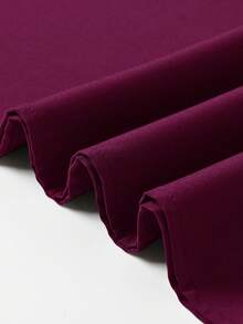 Style européen et américain Robe en tricot à manches longues, zip à mi-chemin, couleur unie pour femmes. Nouvelle robe d'automne/hiver avec jupe évasée cintrée à la taille, élégante - Rouge foncé - Voir 10