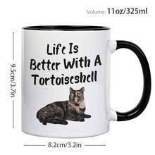 1pc Funny Cat Lover Coffee Mug - "Life Is Better With A Tortoiseshell" Ceramic Cup With Cute, 11oz White Mug For Home, Office, Birthday Gifts - Ideal For Cat Moms, Dads, Pet Owners ( For Hot Drinks), Home Drinkware, Playful Design, Durable Drinkware, Gift Shoppers - Pink - View 7