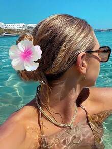 6个夏威夷风情花朵发夹，印花波西米亚风花朵发夹，度假风芙蓉花发夹，可爱大号发夹，适合所有发质，鸡蛋花发饰爪夹，冬季发夹 - 彩色 - 查看 4