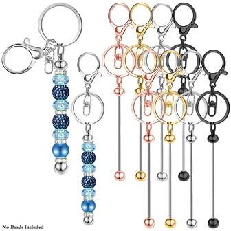 10 piezas de colgantes de llavero con cuentas en blanco, artesanías de llaveros con cuentas, encantos de bolso, manualidades DIY, regalos de Navidad y Día de San Valentín para hombres y mujeres