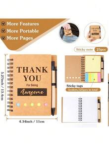 10sets Spiral Inspired Notebook With Pen - Christmas Employee Appreciation Gift, Employee Recognition Award, Teacher Appreciation Notebook With Sticky Notes And Motivational Pen, Wholesale Employee Thank You Gifts, Suitable For Christmas Gifts To Employees, Colleagues, Students, Teachers, Parents - Brown - View 2