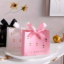 1/10pcs, Available In Black, White, And Pink. Simple And Stylish Bow-Tie Paper Bag Set, With Gold Lettering Printed On The Surface. Made Of Sturdy Paper, These Beautiful Lantern-Shaped Holiday Gift Bags Are Perfect For Festive Gift-Giving. - Multicolor - View 3