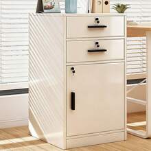 Archivero Compacto Elegante de Metal - 3 Gavetas con Llave, Organizador Económico para Oficina/Hogar - Blanco - Ver 1