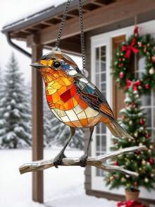 2个/1个知更鸟阳光捕手（8英寸 x 8英寸）2D亚克力装饰牌，户外及花园用品，庭院及花园装饰，园艺装饰品，适用于房间、卧室、厨房、家居、墙面、婚礼、农舍、花园、万圣节、秋季、圣诞节、乡村房屋装饰/圣诞装饰/圣诞家居装饰/圣诞礼物 - 彩色 - 查看 6