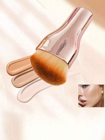1pc 3D Pink Base Makeup Brush, Contour Curve Brush, Portable,Foundation Brush,Concealer Brush,Blush Brush,Contour Brush,Blush Brush,Bronzer Brush,Powder Brush,Foundation Brush,Blush Brush