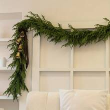 Christmas Real Touch Norfolk Pine Garland – 6FT Artificial Green Winter Greenery For Table, Mantle, Wall, Indoor & Outdoor Holiday Decorations - màu xanh lá - Xem 10