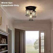 1个优雅黑色水晶灯罩 - 现代无线设计，适用于走廊、卧室、办公室、过道、展览厅、门厅、阳台、衣橱、会议室、客厅、厨房等场所。 - 黑色 - 查看 6