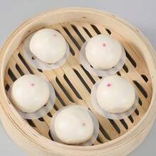 100 unidades de forros para fritadeira a ar, forros de bambu de 7,6 cm (3 polegadas), papel manteiga perfurado premium para cozinhar no vapor, tapete antiaderente para fritadeiras a ar, fornos e assadeiras. - Branco - Ver 11