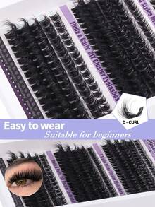 CMAYOME 270 Stücke D-Curl Flauschige Wimpernverlängerungsset, natürliche dicke Wimpern, Anfänger freundliche DIY Wimpernverlängerung mit Wimpernkleber, Versiegelung, Pinzette, Wimpernbürste, D-Curl Wimpernverlängerungsset mit Wimpern Zubehör, geeignet für den täglichen Gebrauch, Reisen, Anfänger, Hochzeiten, Dates, Partys, Festivals und verschiedene Augen Make-up Looks - Violett - Übersicht 10