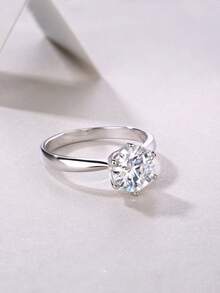 BLOVEMEE 1 chiếc nhẫn Moissanite 6,5mm 1 carat bạc Sterling 925 sang trọng và thanh lịch, thích hợp cho trang phục hàng ngày của phụ nữ, đám cưới, kỷ niệm, quà tặng trang sức - JZ0038 - Xem 2