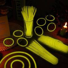 Pack 8u201D Yellow Glow Sticks Bulk With Connectors Neon Glow In Dark Party Favors Supplies Holiday Birthday Party Decoration Yellow - Yellow - View 5