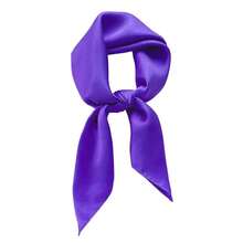 Lastclream Chiffon Square Neck Scarves For Women Handkerchief Retro Satin Ribbon Scarf For Hair Wrapping 23.6inch 26inch,23.6inchRibbon-Purple - 23.6吋絲帶-紫色 - 查看 1