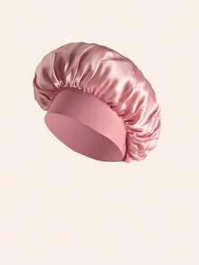 1顶女士缎面宽条纹弹力宽檐睡眠帽，适合头发较少或较短的人士