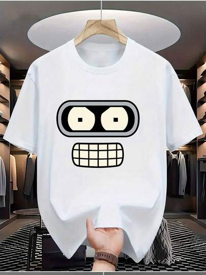 Men's 100% Cotton Graphic Print T-Shirt, Women's Short Sleeve T-Shirt - Houston I Have So Many Problems Space Raccoon Astronaut Print, Casual Round Neck White Tee For Spring Summer Fall, Machine Washable, Spring Summer Apparel, Playful Design Men's Clothing For Summer Outdoor, Gift For Dad Christmass Gift