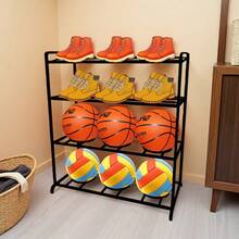 6-Ball & 6-Pair Shoe Combo Rack, Iron Shelf - Black - View 4